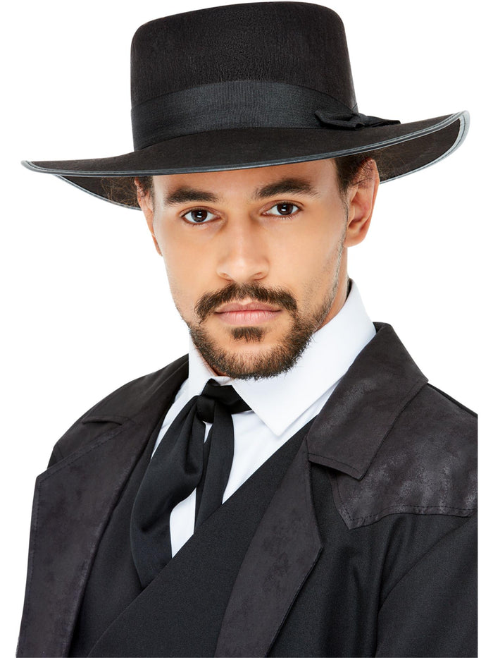 20s Wide Brim Fedora Hat, Black