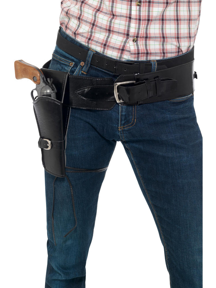 Adult Faux Leather Single Holster with Belt, Black