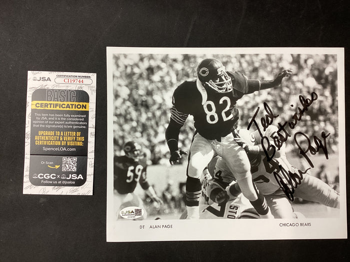 Alan Page Chicago Bears HOF 8x10 Signed Photo JSA Certified