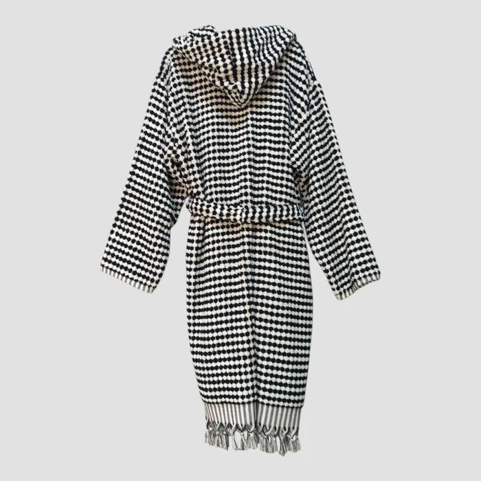 Black and White Turkish Cotton Bubble Robe