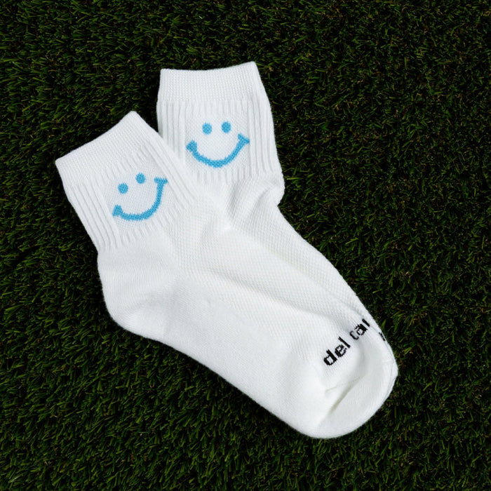 Del Campo Blue Smiley golf socks