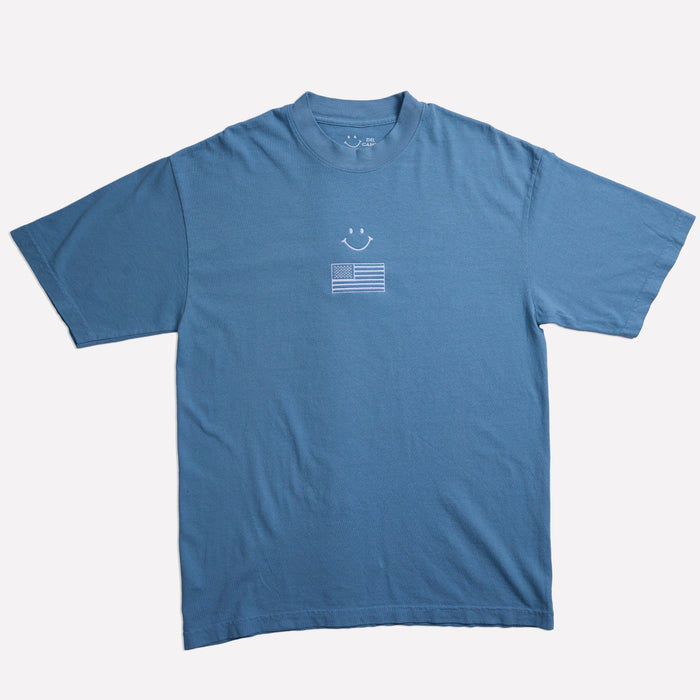 Blue USA Smiley T-Shirt Apparel - del campo