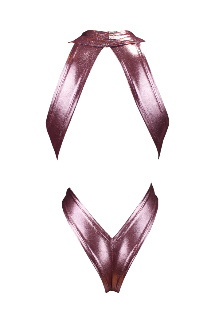 CRISS CROSS Hologram Bondage Bodysuit / RAVE Bodysuit / WINE,BODYSUITS - EXES LINGERIE