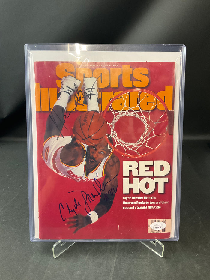 Clyde Drexler Signed Sports Illustrated NBA JSA Certified Auto Houston Rockets