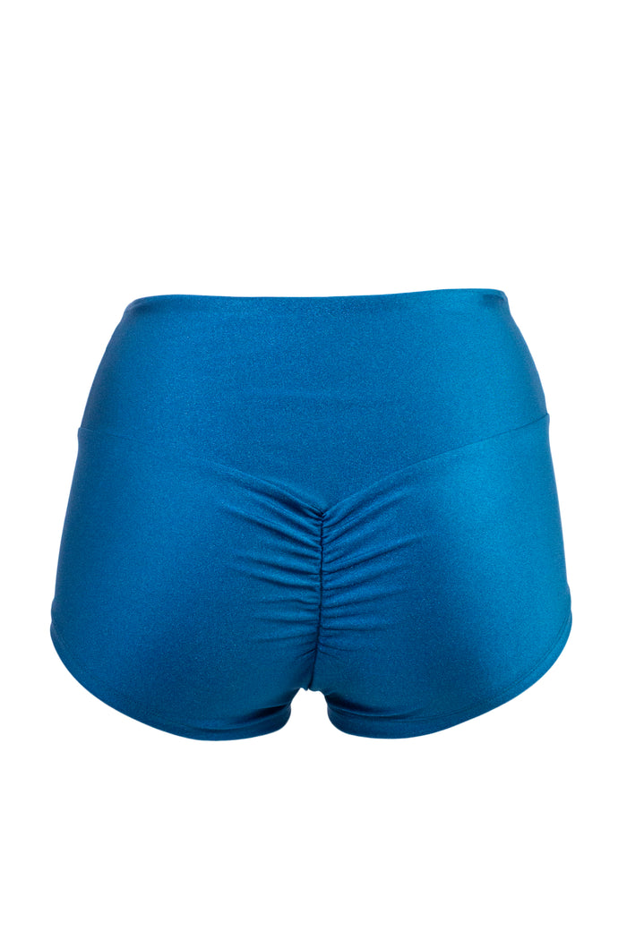 Athletic Shorts Scrunch Butt / HIGH WAISTED SHORTS RUCHED BACK / TEAL,BOTTOMS - EXES LINGERIE