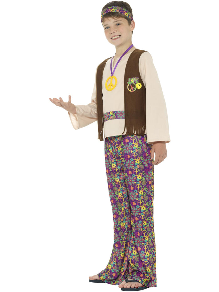 Hippie Boy Costume, with Top, Attached Waistcoat