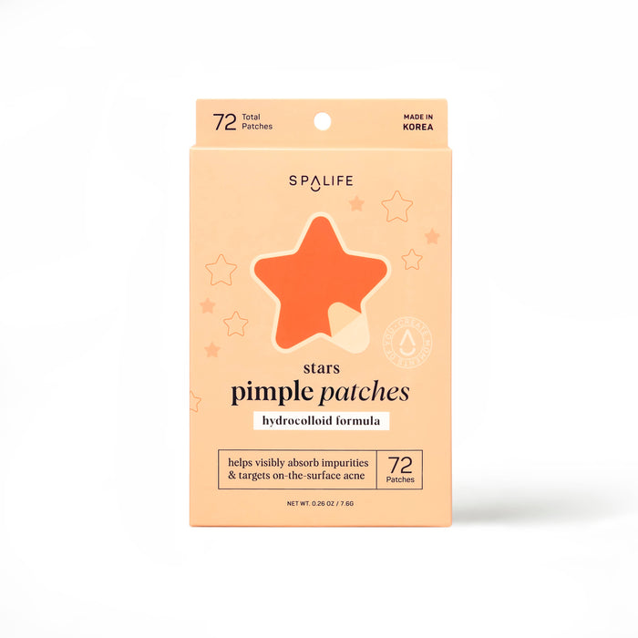 Spalife brand star shaped pimple patches infused with hydrocolloid formula for surface acne and whiteheads
