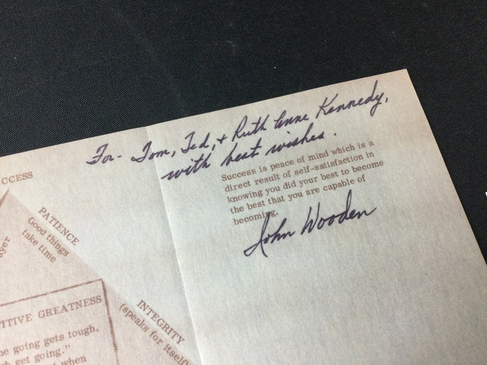 John Wooden Pyramid Of Success UCLA Coach original and Signed JSA Cert