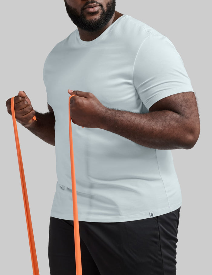 | Front view of model wearing the Men's CoolShift™ Tee highlighting the coverage and fit | Ice