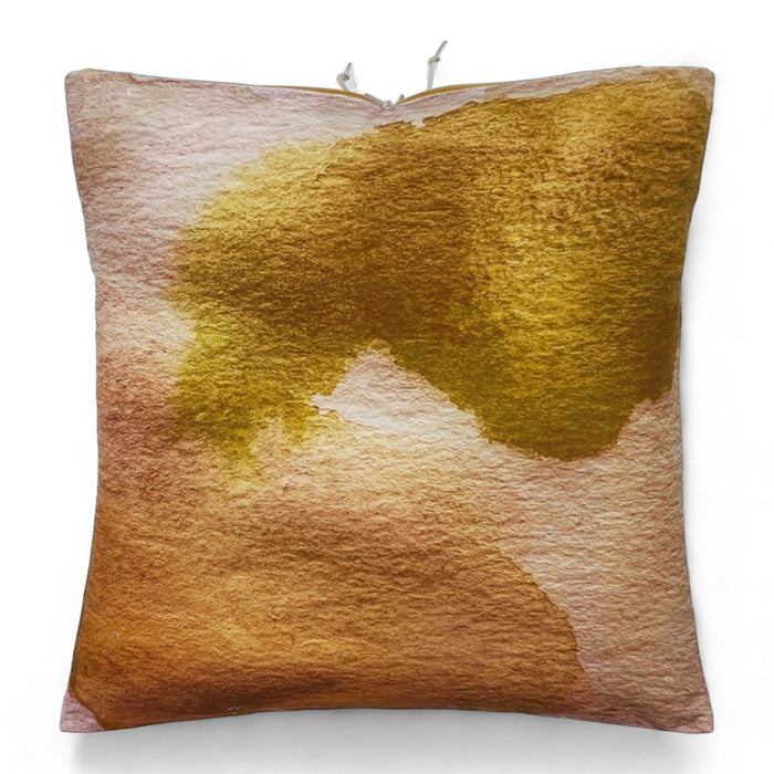 Michele Varian: Printed Velvet Pillow Smudge Ochre 22x22