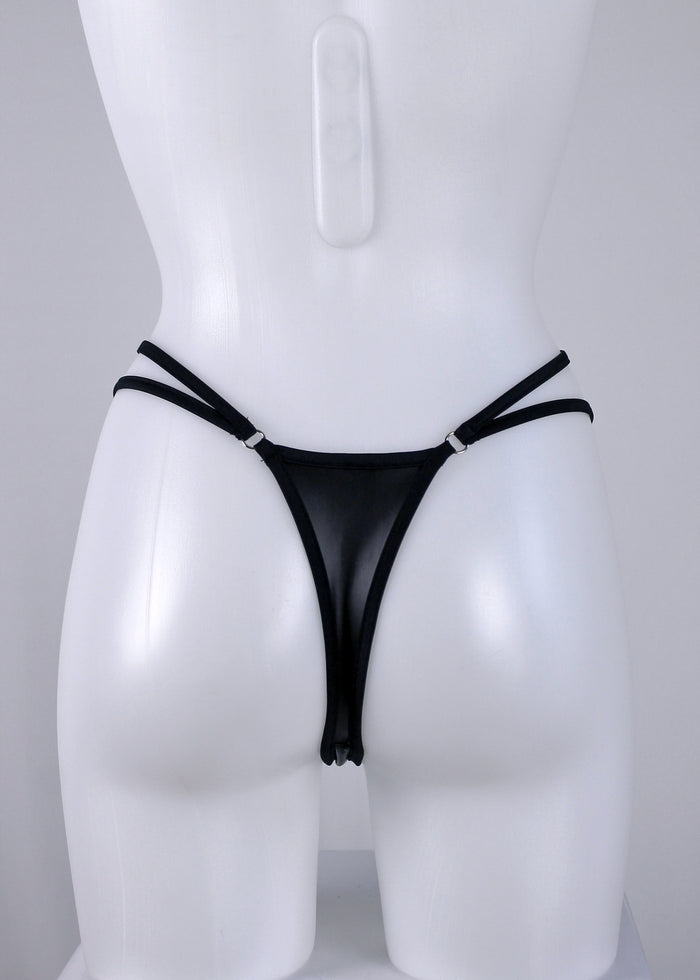 Mini thong double straps panty / DOUBLE STRING BLACK,BOTTOMS - EXES LINGERIE