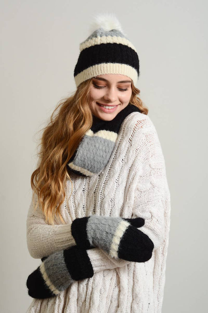 Mohair Wide Stripe Mittens