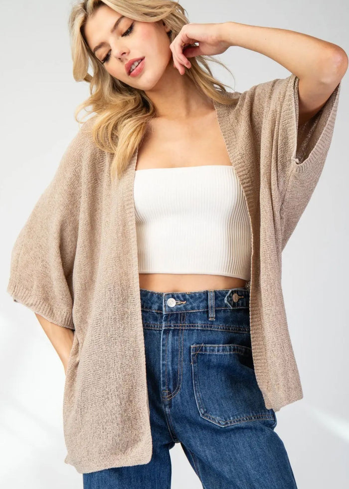 Oatmeal Open Cardigan