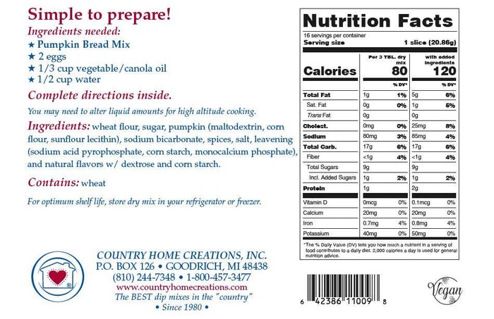 Pumpkin Bread Mix