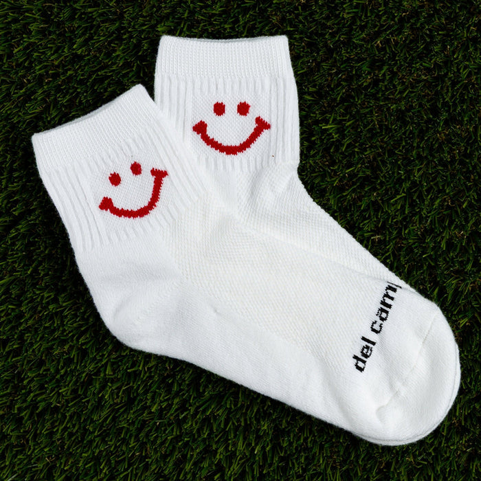 Del Campo Red Smiley golf socks