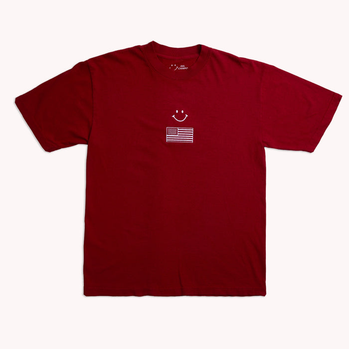 Red USA Smiley T-Shirt Apparel - del campo