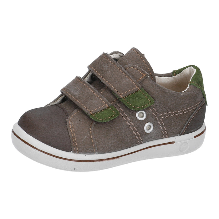 Ricosta Nippy | Leather Velcro Trainer | Meteor Grey & Olive