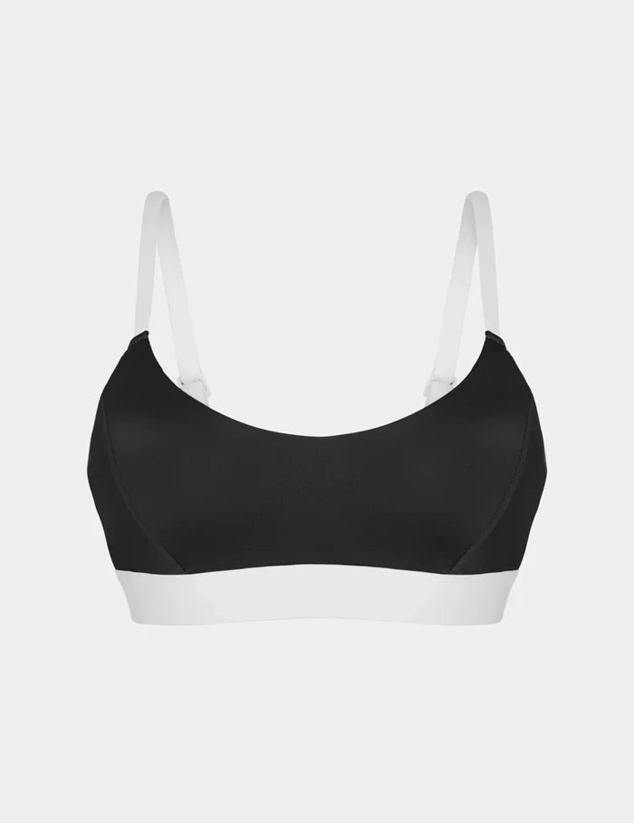 | Scoop Bikini Top shown front-facing against a light gray background | Black/White