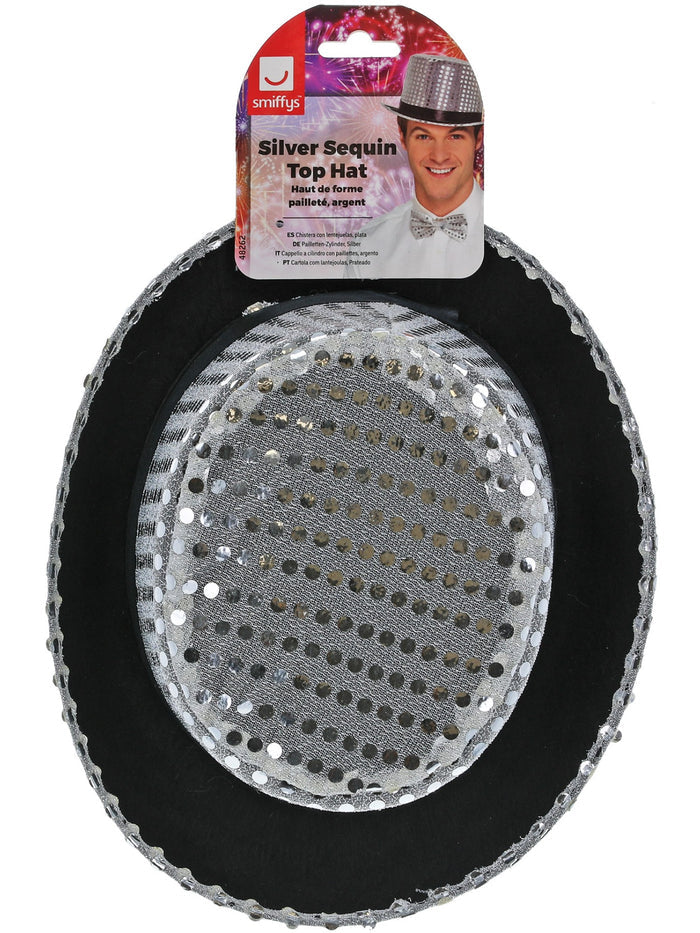 Sequin Top Hat, Silver