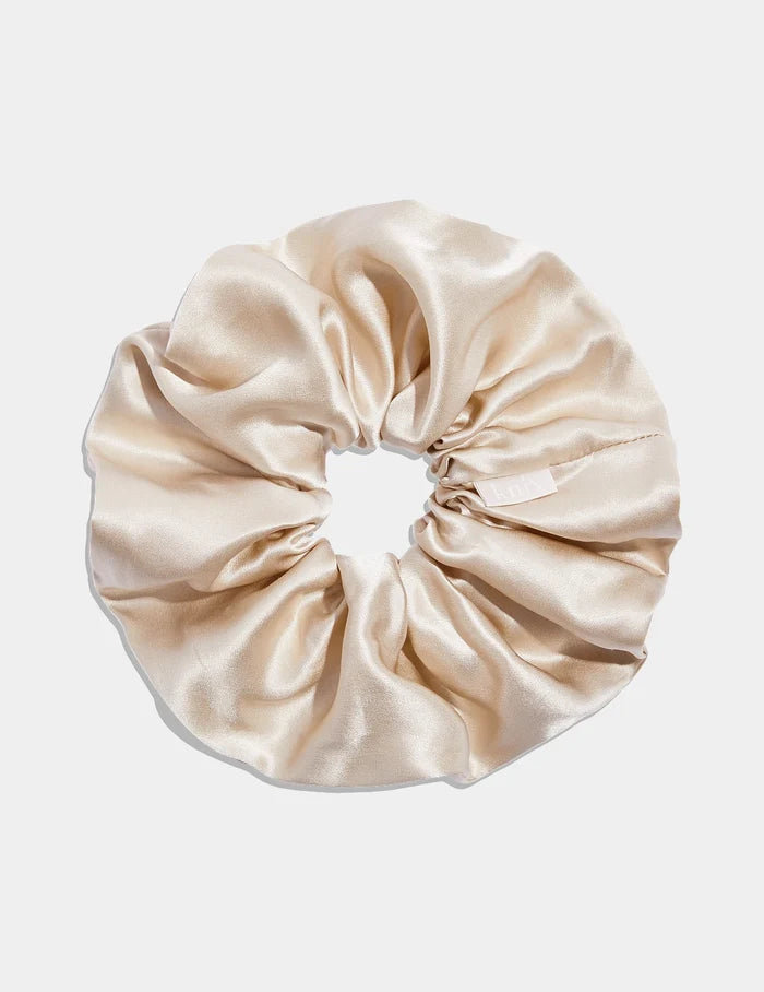 | Silk Jumbo Scrunchie shown front-facing against a light gray background | Ivory
