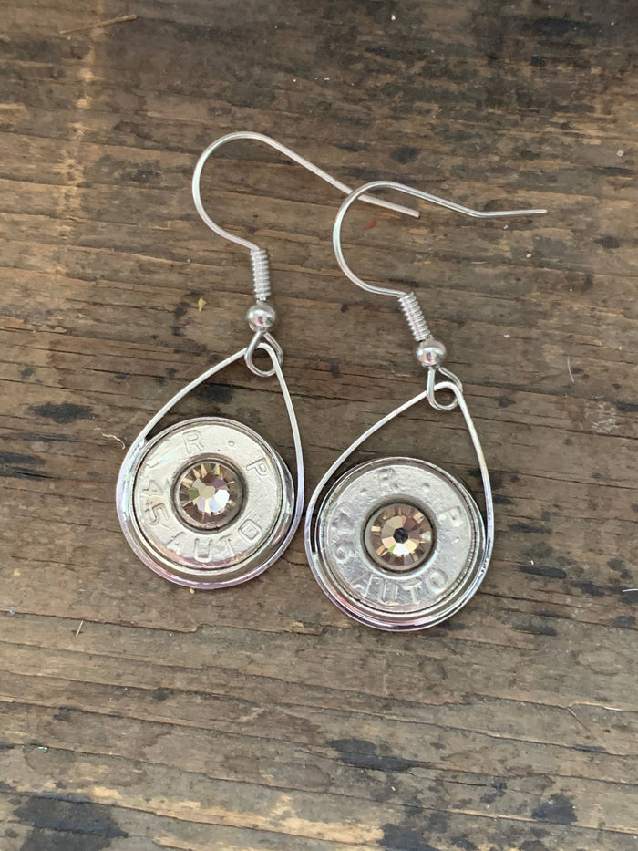 Silver 45 Bullet Earrings