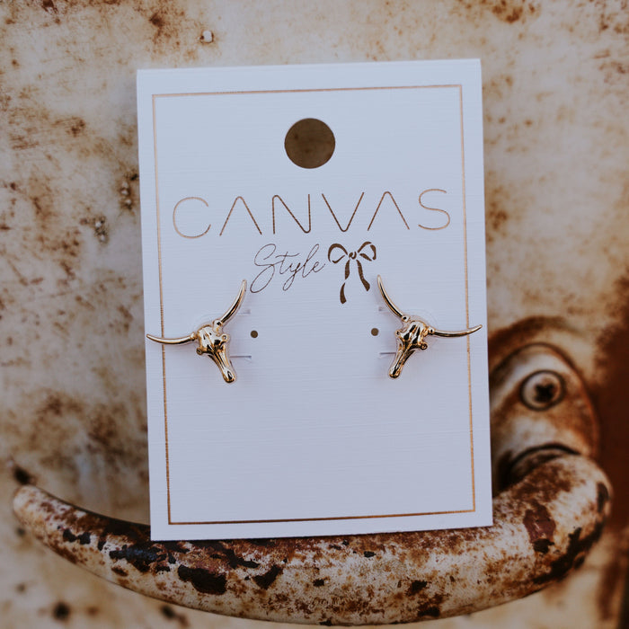 STEER STUD EARRINGS GOLD