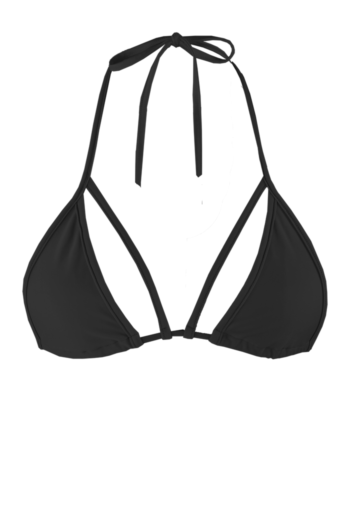 STRAPPY TRIANGLE SWIM Bikini Top / BLACK - EXES LINGERIE
