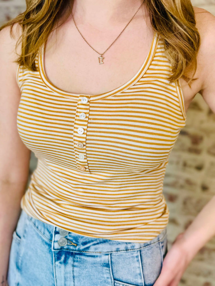 Striped Button Front Tank