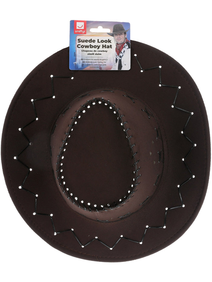 Suede Look Cowboy Hat, Brown