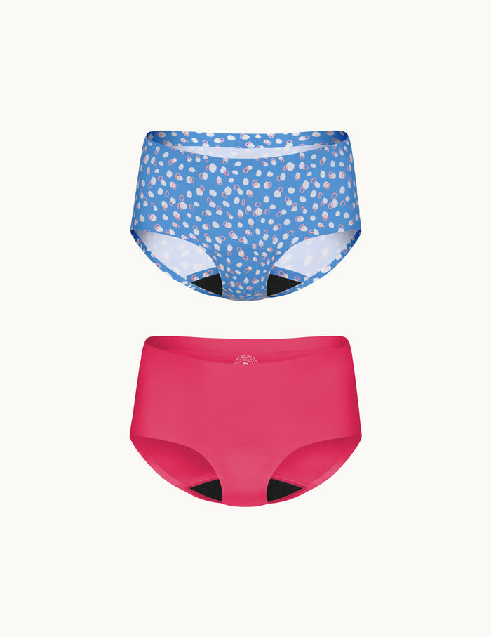 | Front view of model highlighting the coverage and fit | Pink Pop/Whirlpool