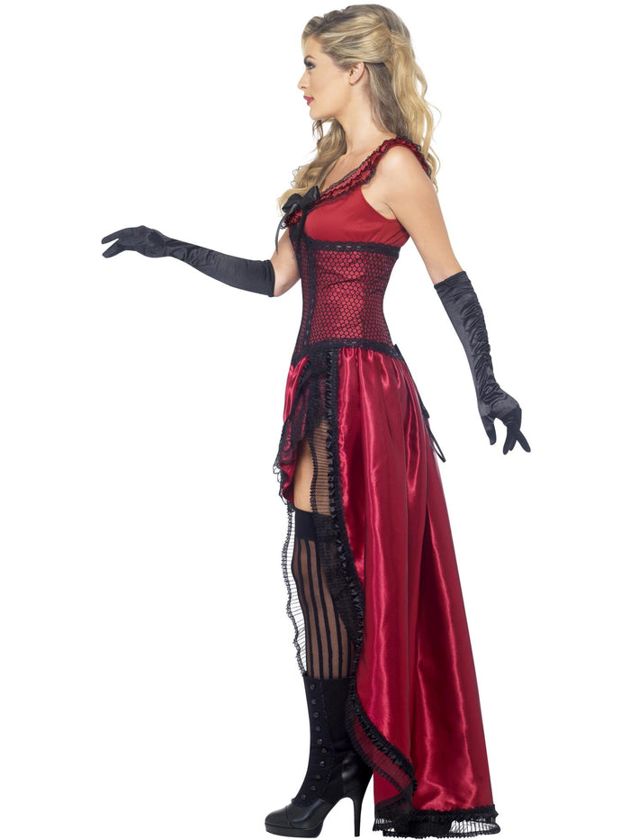 Western Authentic Brothel Babe Costume, Burgundy
