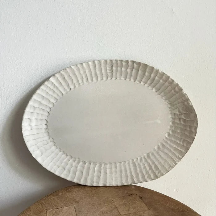 Wide Oblong Ribbed Edge Platter