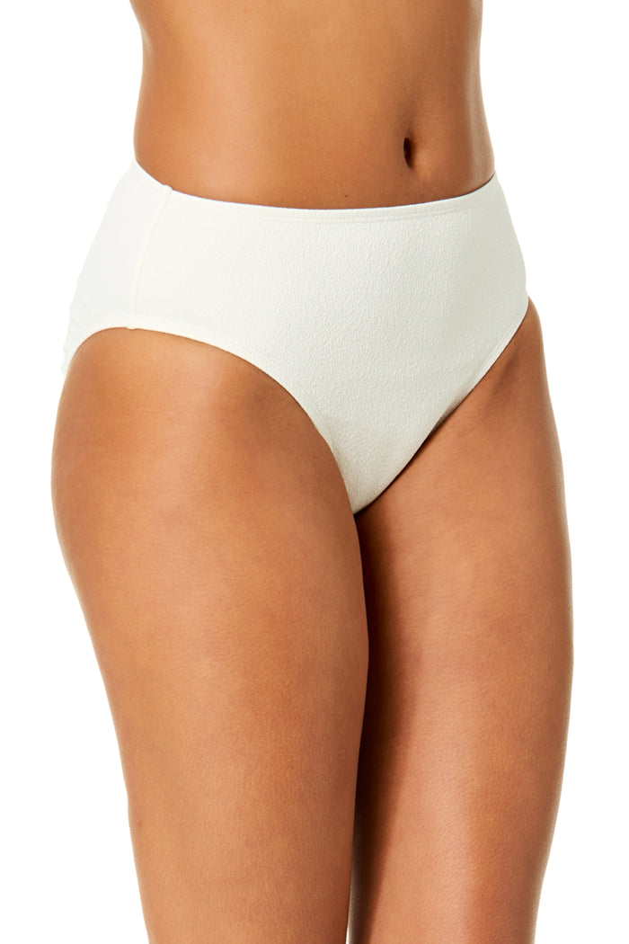 Women's Peruvian Crepe Light Ecru Clean Midrise Swim Bottom