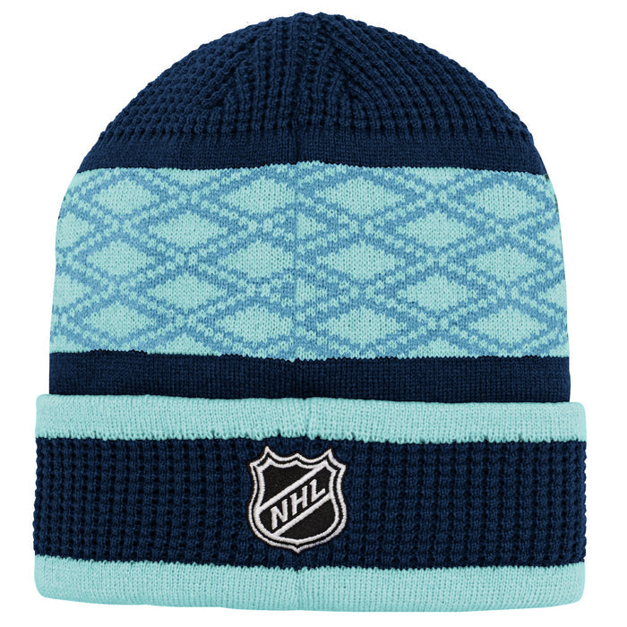 Youth Seattle Kraken NHL Puck Pattern Cuff Knit Toque