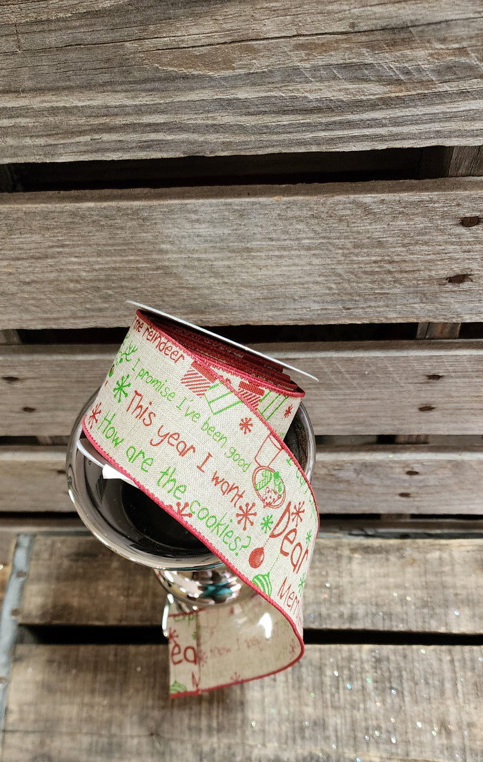 2.5" Wired Santa Ribbon 10 yd Roll