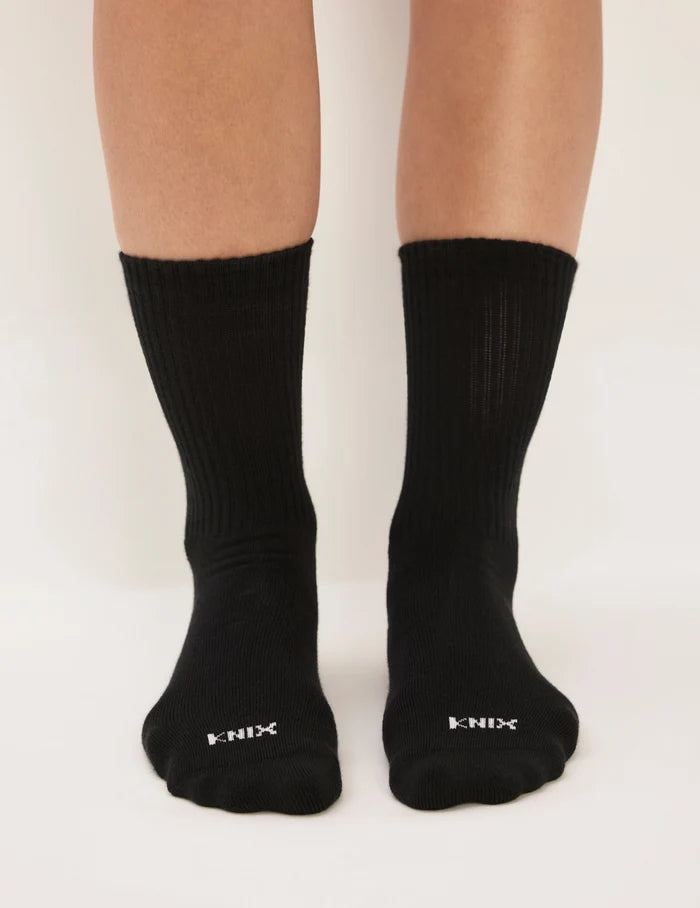 | View of model wearing the 365 Crew Socks | Black