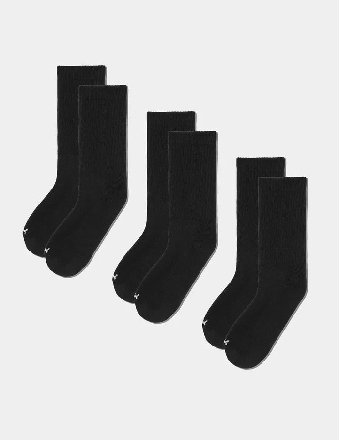 | 365 Crew Socks 3-Pack shown front-facing against a light gray background | Black