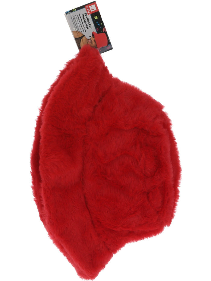 90s Red Fur Bucket Hat
