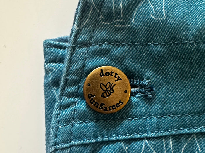 Dotty Dungarees | Bear Print Dungarees | Blue