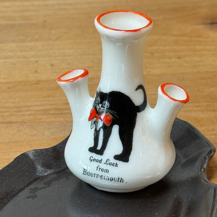Graphite Dish with Good Luck Cat Jug - 8.25" L x 4"W