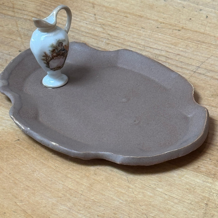 Brown Dish with French Urn - 5.75"L x 4"W