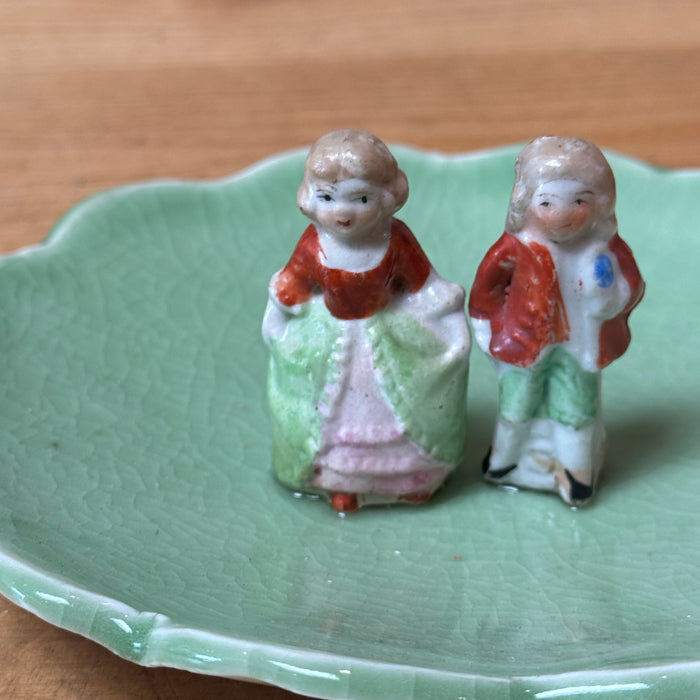 Celadon Dish with French 1800s Couple - 6.25" D