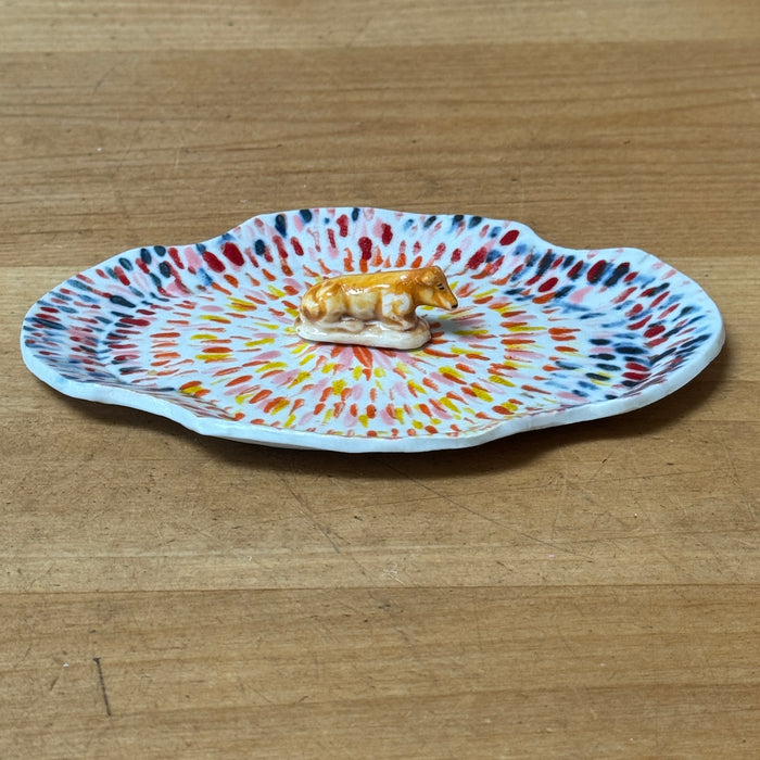 Rainbow Dish with Dog - 6"L x 4.25W