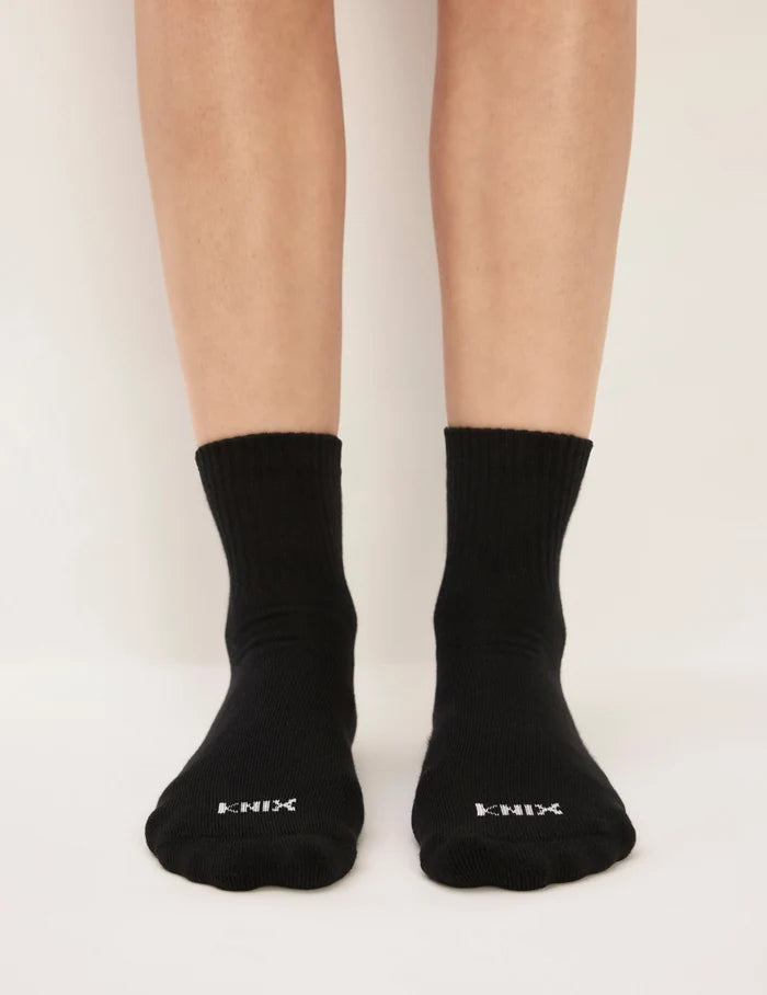 | View of model wearing the 365 Ankle Socks | Black