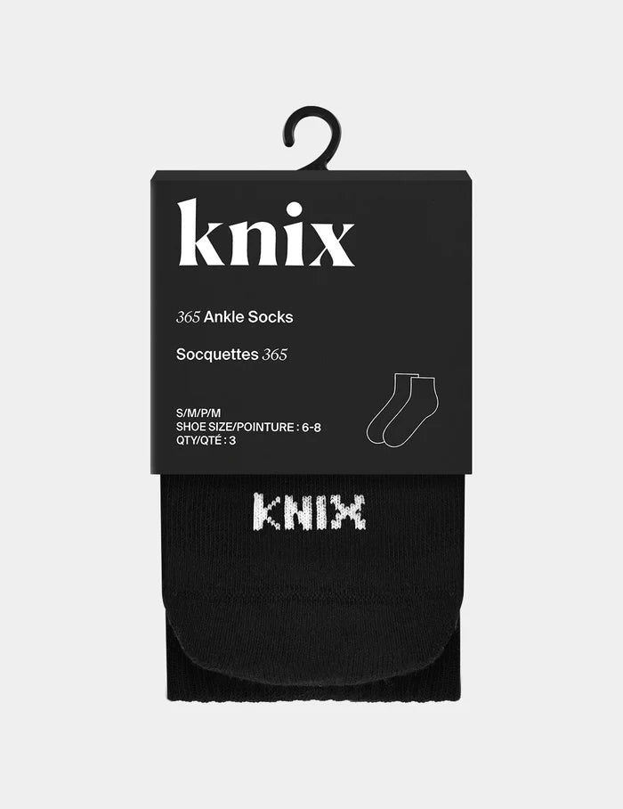 | 365 Ankle Socks 3-Pack shown front-facing against a light gray background | Black
