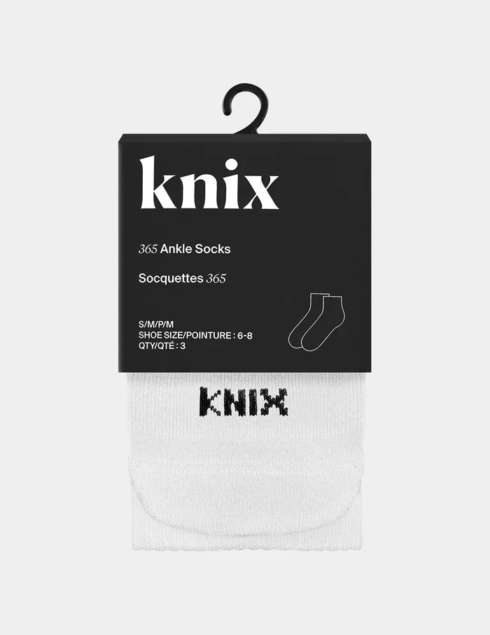 | 365 Ankle Socks 3-Pack shown front-facing against a light gray background | White