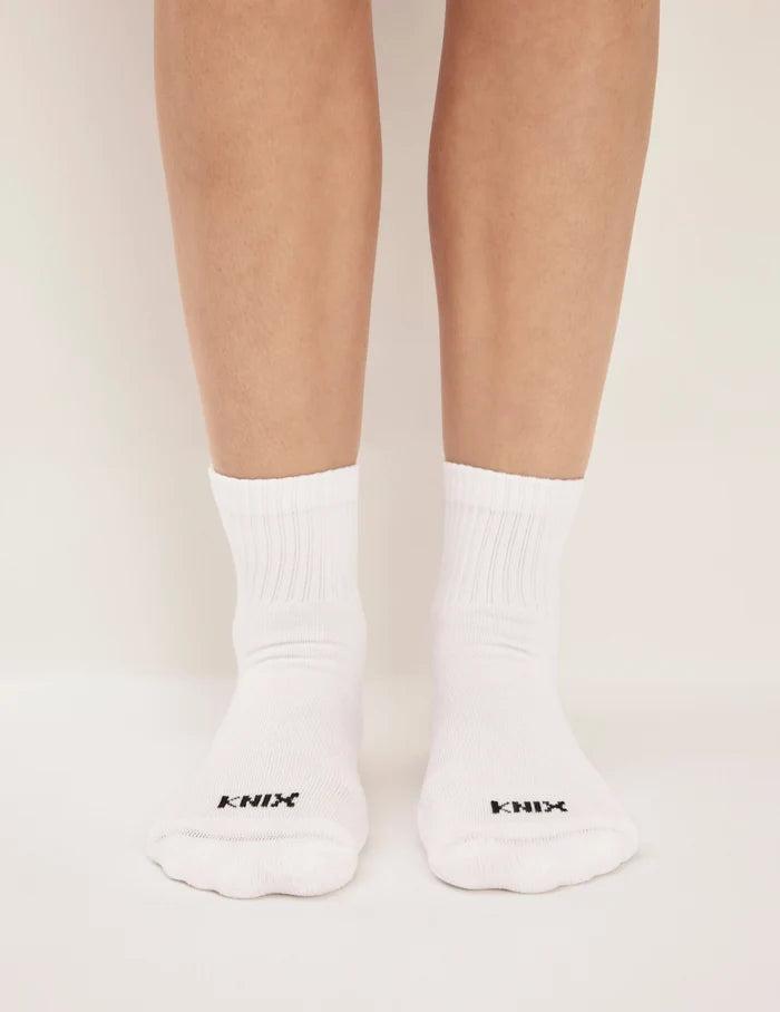 | View of model wearing the 365 Ankle Socks | White