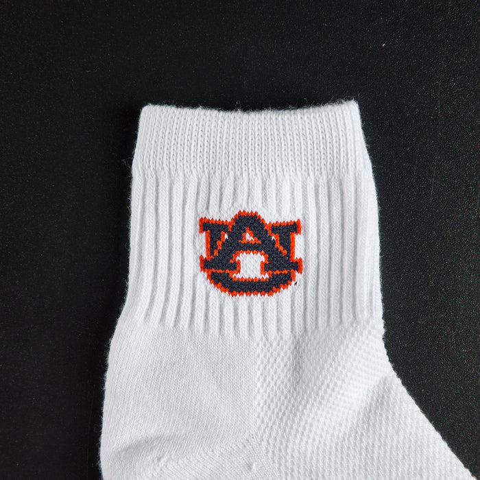 Close-up of the AU interlock on Del Campo Auburn War Eagle golf socks