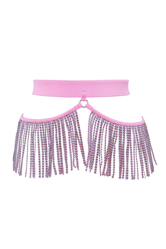 Rhinestone Fringe Belt / Festival fringes Skirt Belt / BABY PINK,BOTTOMS - EXES LINGERIE