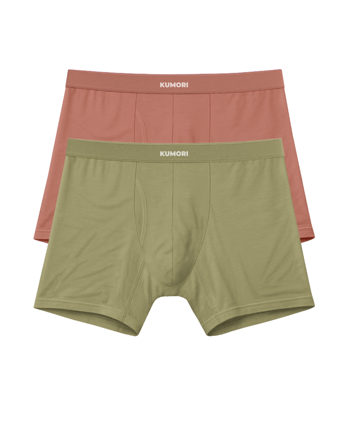 Bamboo Boxer Briefs 2 Pack Coastal Lemongrass & Mesa Rose